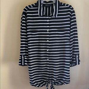 Jones New York Black and White Striped Blouse